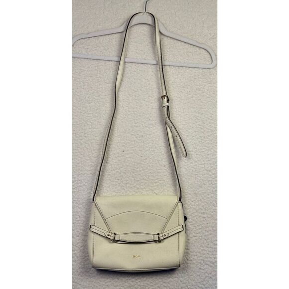 NWOT Lauren Ralph Lauren RLL Cream Leather Sheldon Flap Crossbody‎ Handbag - Picture 1 of 11